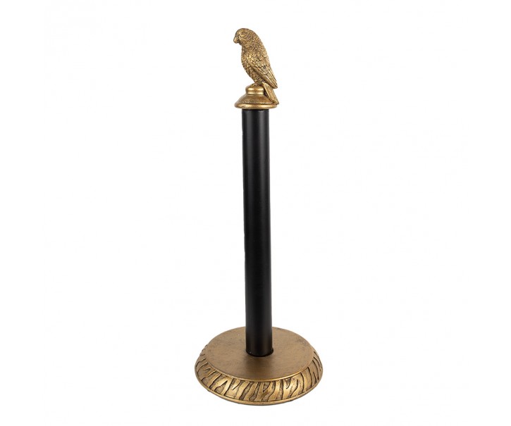 Zlato-černý antik držák na kuchyňské utěrky s papouškem Parrot - Ø 16*41 cm