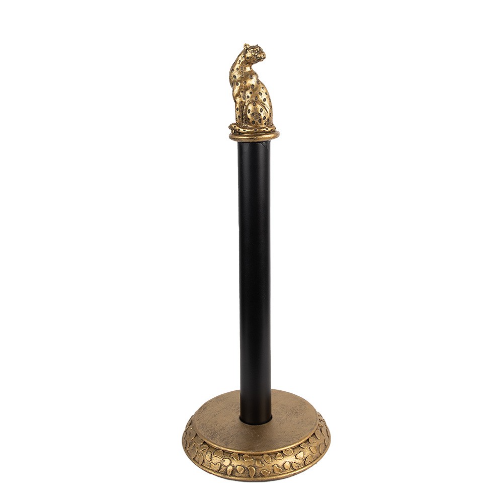 Zlato-černý antik držák na kuchyňské utěrky Panther - Ø 16*41 cm Clayre & Eef