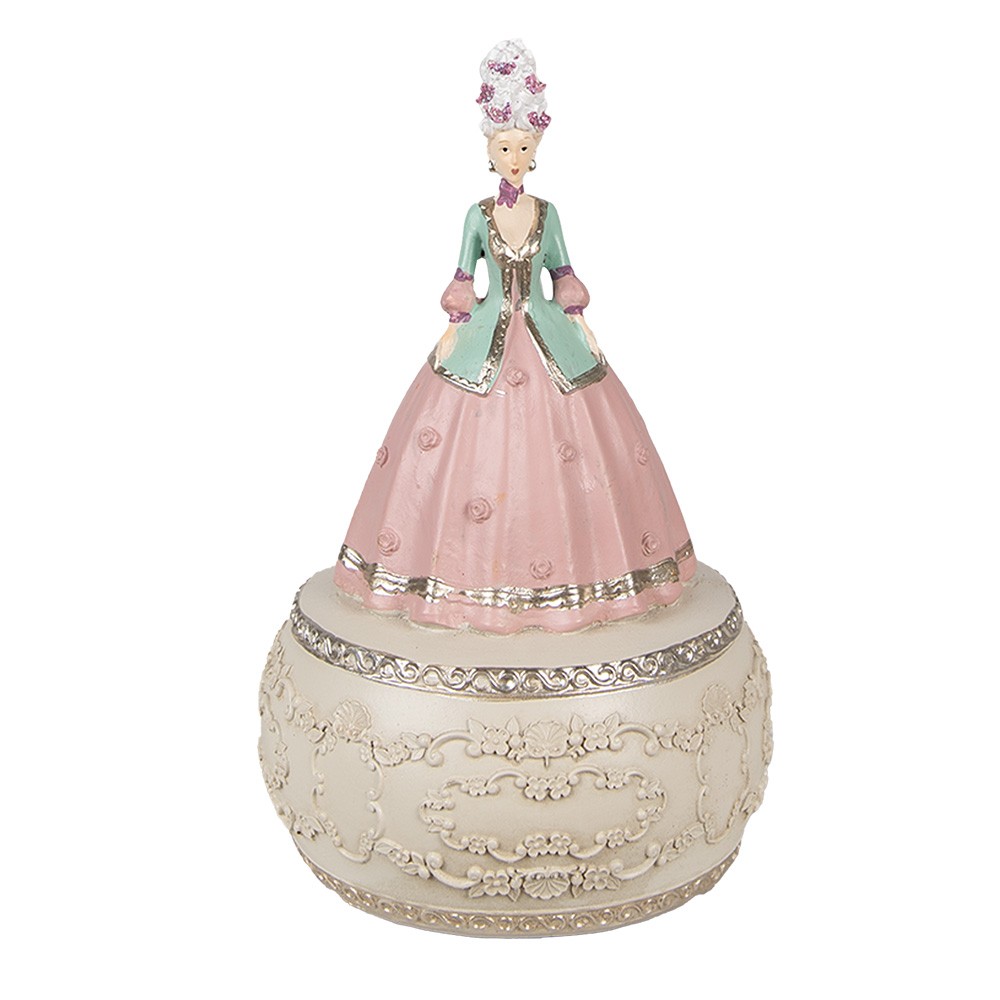 Růžová dekorativní vánoční hrací skříňka zámecká paní - Ø 12*19 cm Clayre & Eef