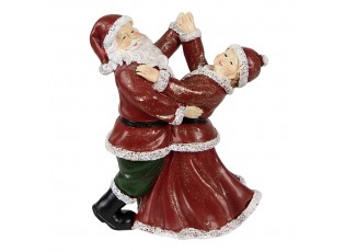 Červená vánoční dekorace tančící Santa s babčou - 12*8*15 cm