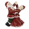Červená vánoční dekorace tančící Santa s babčou - 12*8*15 cm Barva: červenáMateriál: PolyresinHmotnost: 0,254 kg