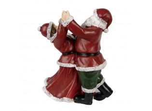 Červená vánoční dekorace tančící Santa s babčou - 12*8*15 cm