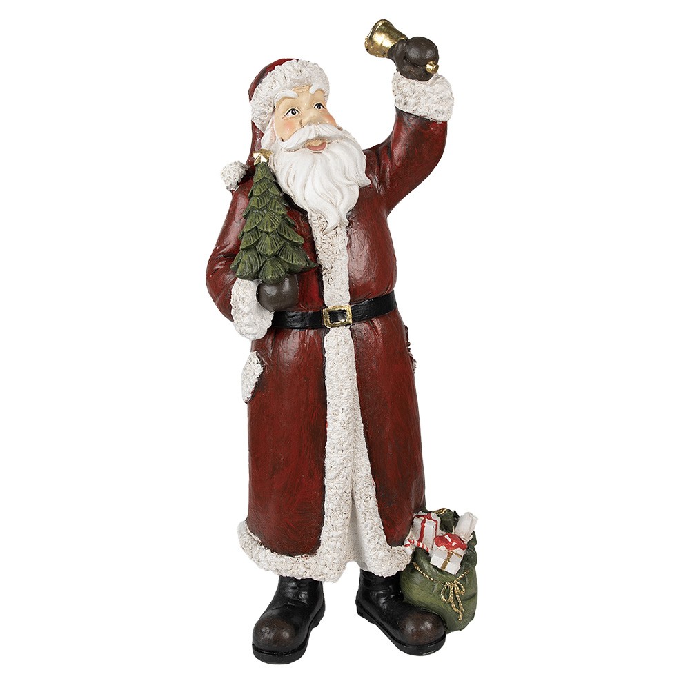 Dekorace Santa se zvonečkem a stromkem - 22*15*51 cm Clayre & Eef