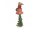 Červená dekorace socha dívka s věnečkem a dárky Merry Christmas - 15*14*43 cm