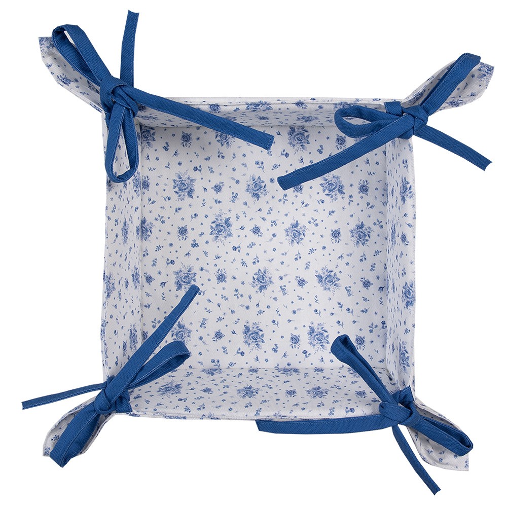 Bavlněný košík s modrými růžičkami Blue Rose Blooming - 35*35*8 cm