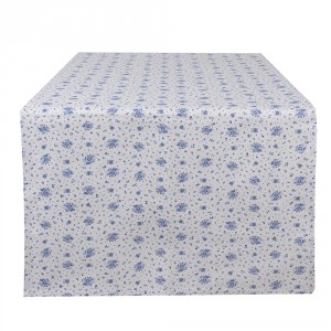 Bavlněný běhoun s modrými růžičkami Blue Rose Blooming - 50*140 cm