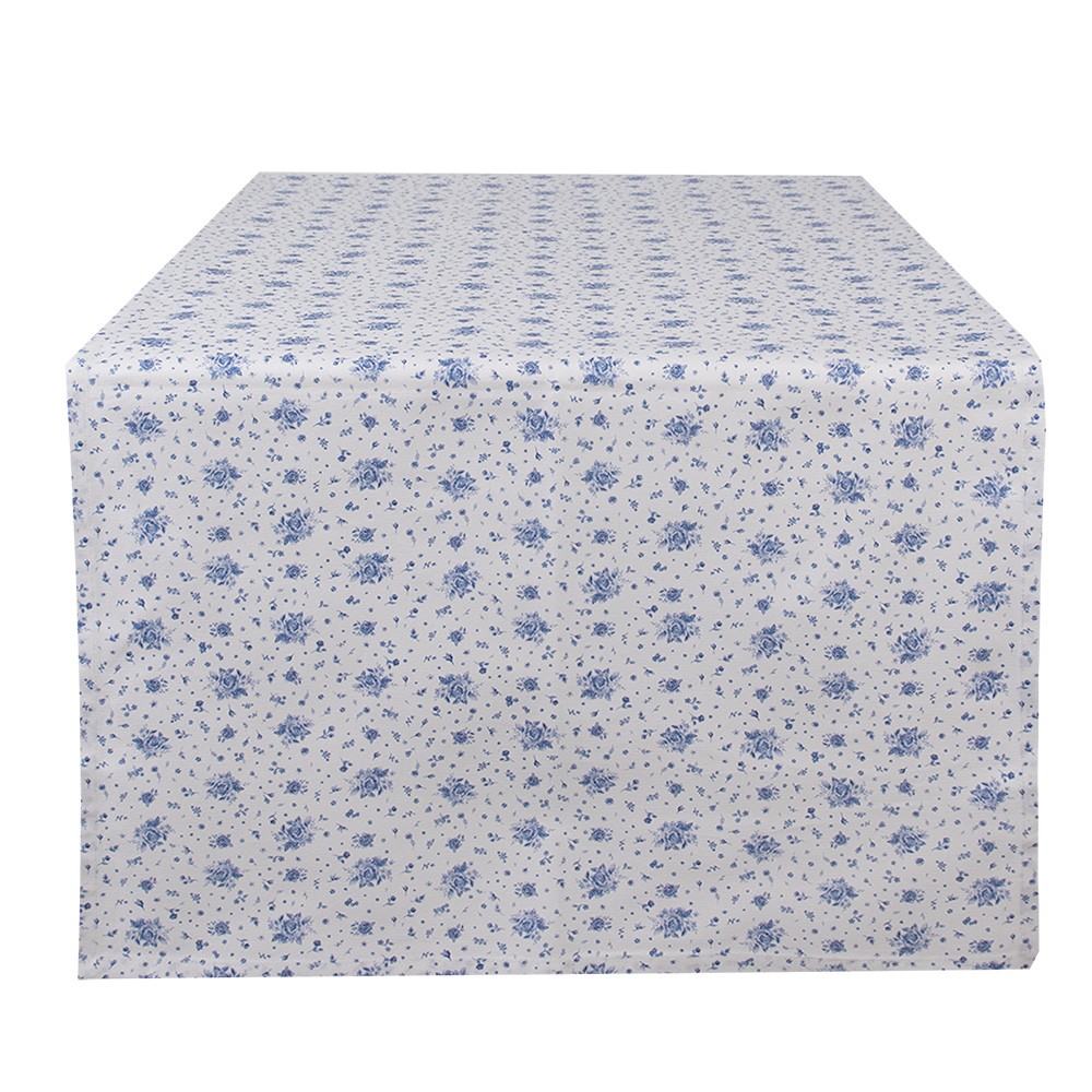 Bavlněný běhoun s modrými růžičkami Blue Rose Blooming - 50*140 cm
