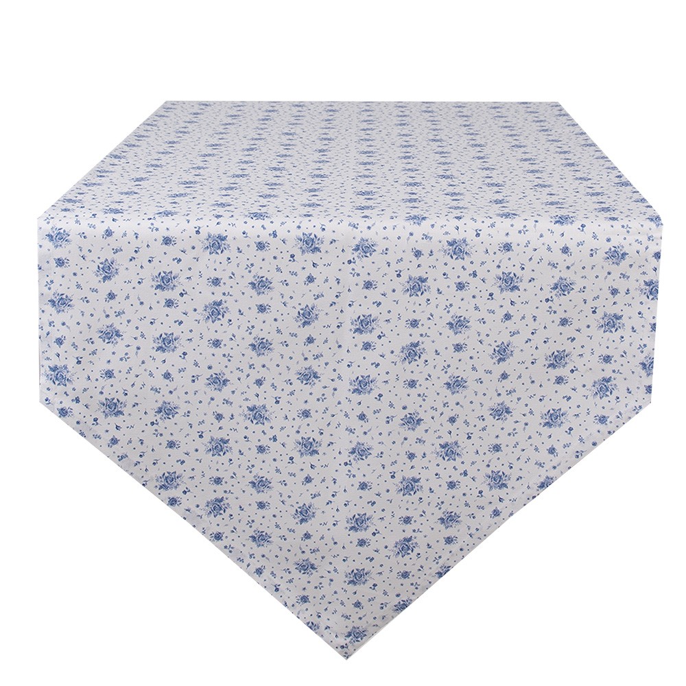 Bavlněný běhoun s modrými růžičkami Blue Rose Blooming - 50*160 cm