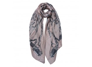 Šedý khaki dámský šátek se vzorem - 90*180 cm