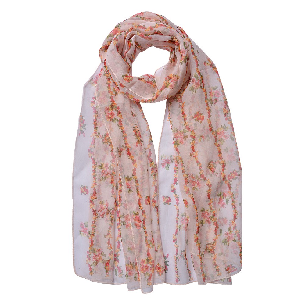 Růžový dámský šátek s růžičkami Women Print - 50*160 cm Clayre & Eef