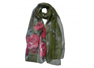 Zelený dámský šátek s růžemi Women Print - 50*160 cm