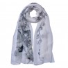 Bílý dámský šátek s růžemi Women Print - 50*160 cm Barva: bílá off, šedáMateriál: polyesterHmotnost: 0,088 kg
