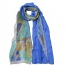Modrý dámský šátek se vzorem - 50*160 cm