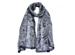 Šedo-černý dámský šátek se vzorem- 50*160cm