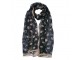 Černý dámský šátek s tulipány - 50*160 cm