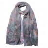 Šedý dámský šátek s lučními květy - 50*160 cm Barva: šedáMateriál: polyesterHmotnost: 0,088 kg