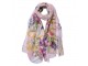 Růžový dámský šátek s potiskem květin - 50*160 cm