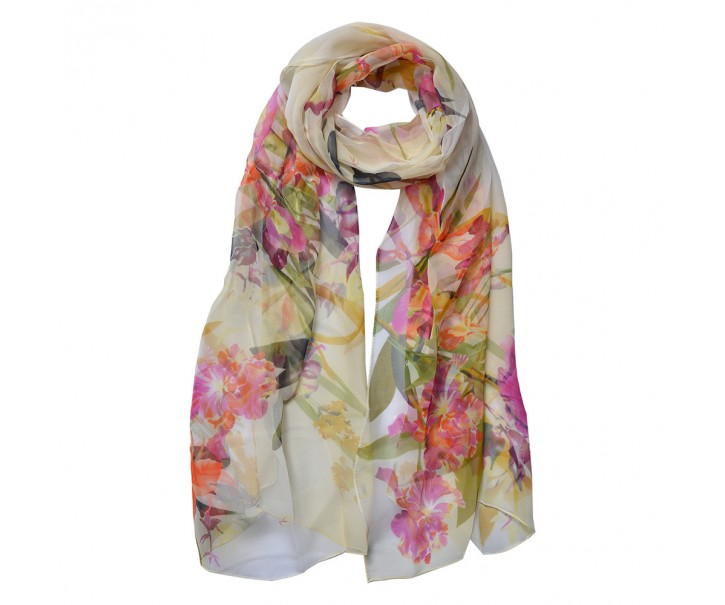 Dámský šátek s barevnými květy - 50*160 cm