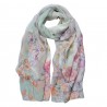 Pastelově zelený dámský šátek s jemnými květy - 50*160 cm