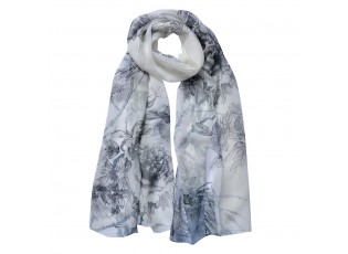 Šedý dámský šátek s květy Women Print Grey - 50*160 cm
