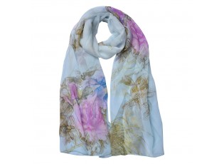 Bílý dámský šátek s květy Women Print White - 50*160 cm