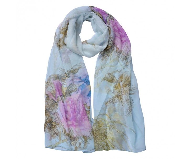Bílý dámský šátek s květy Women Print White - 50*160 cm