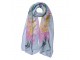 Šedý dámský šátek/ šál s barevnými květy - 50*160 cm