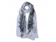 Bílý dámský šátek/ šál se šedými květy - 50*160 cm