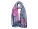 Šedý dámský šátek s potiskem květů Women Print Grey - 50*160 cm