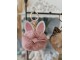 Přívěsek na klíče/ kabelku růžová chlupatá koule králíček - Ø 7*12cm