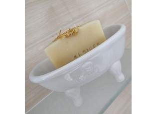 Porcelánová mýdlenka ve tvaru vany s andílkem - 14*7*6 cm