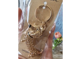 Přívěsek na klíče/ kabelku zlatý jezevčík s kamínky - 6*4/ 8cm