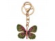 Přívěsek na klíče/ kabelku zlato-zelený motýl s kamínky - 5*4/12cm