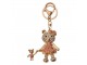 Přívěsek na klíče/ kabelku zlato-růžová medvědice s medvídětem a kamínky