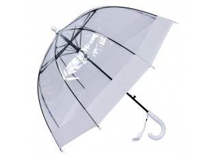 Průhledný dětský deštník s bílou rukojetí a okrajem - Ø 50 cm