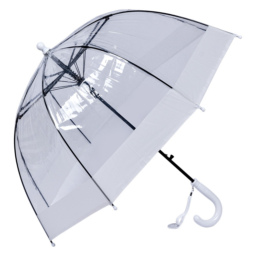 Průhledný dětský deštník s bílou rukojetí a okrajem - Ø 50 cm Clayre & Eef