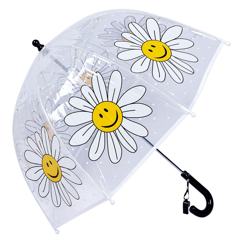 Průhledný dětský deštník se smajlíkovými kopretinkami - Ø 50 cm Juleeze