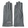 Šedé zimní dámské rukavice s mašličkou - 8*24 cm