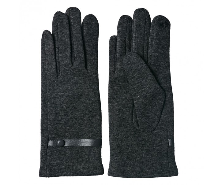 Šedé zimní dámské rukavice s knoflíkem - 8*24 cm