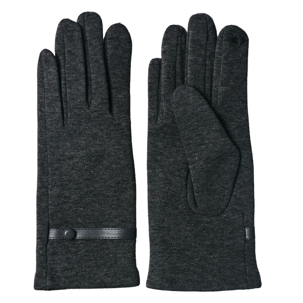 Šedé zimní dámské rukavice s knoflíkem - 8*24 cm JZGL0047G