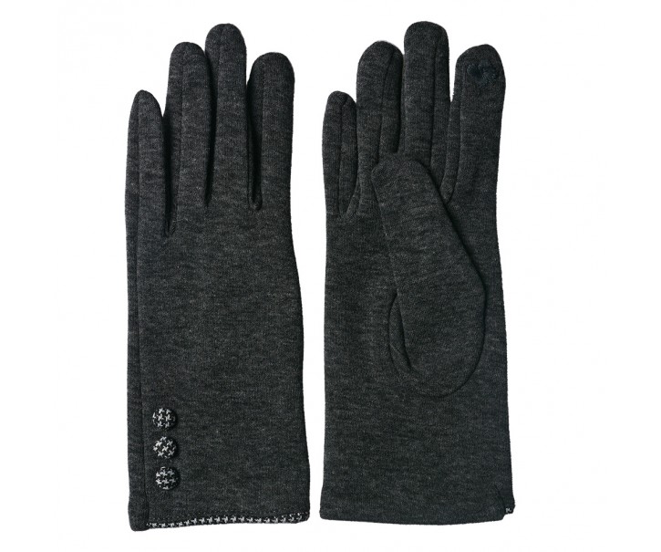 Šedé zimní rukavice s knoflíky - 8*24 cm