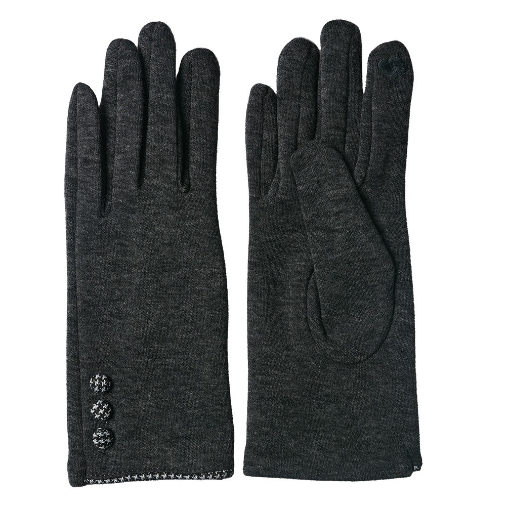 Šedé zimní dámské rukavice s knoflíky - 8*24 cm Clayre & Eef