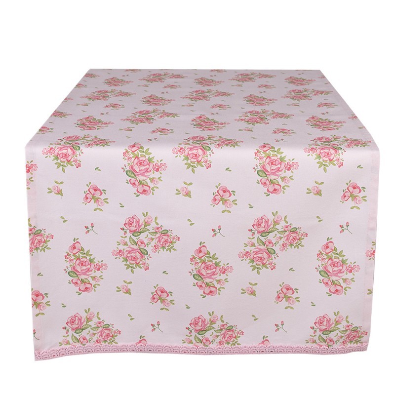 Levně Bavlněný běhoun na stůl s květy růže Sweet Roses - 50*140cm SWR64