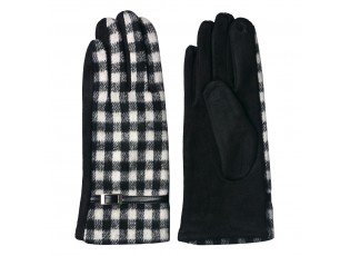 Černé kárované dámské zimní rukavice - 9*24 cm