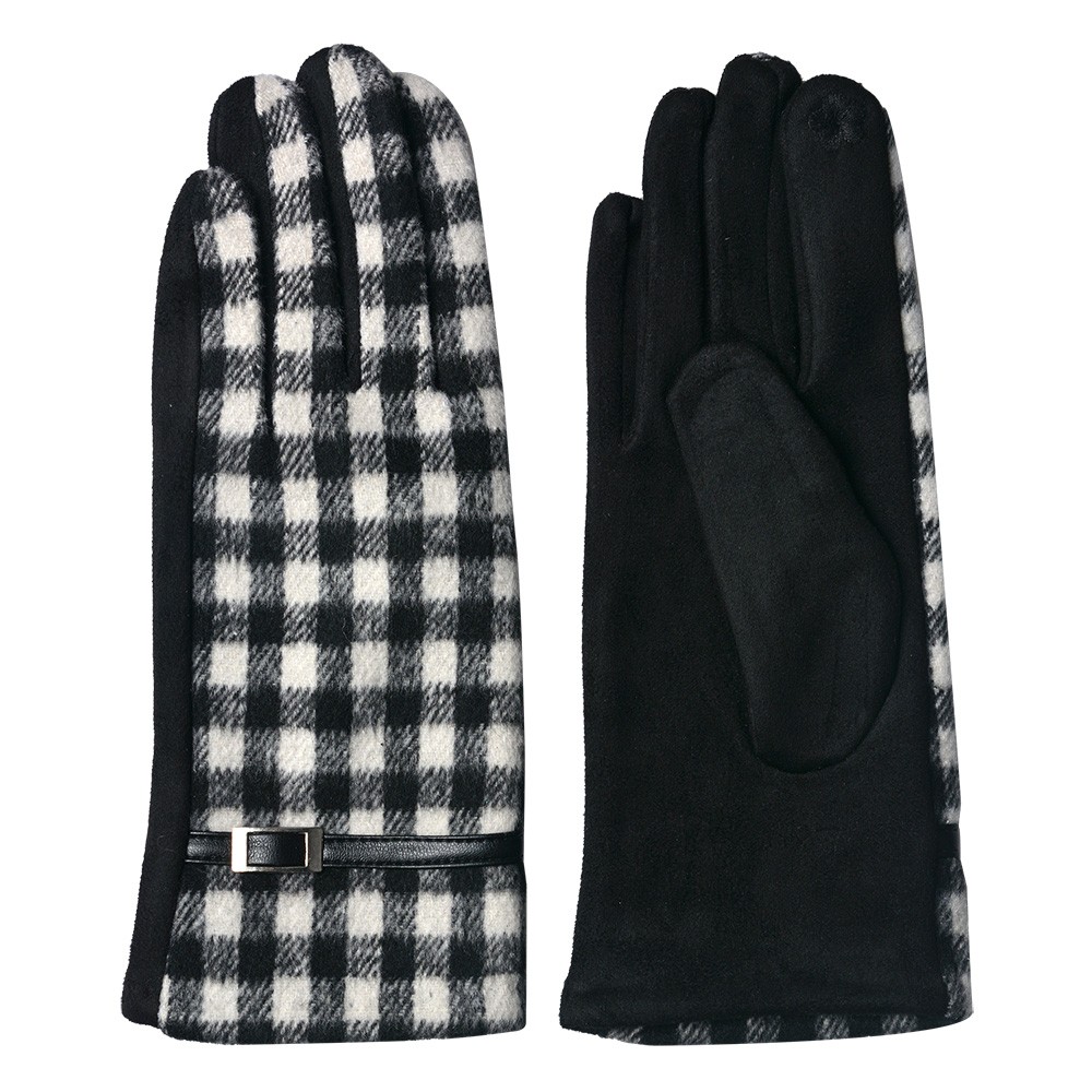 Černé kárované dámské zimní rukavice - 9*24 cm JZGL0051Z
