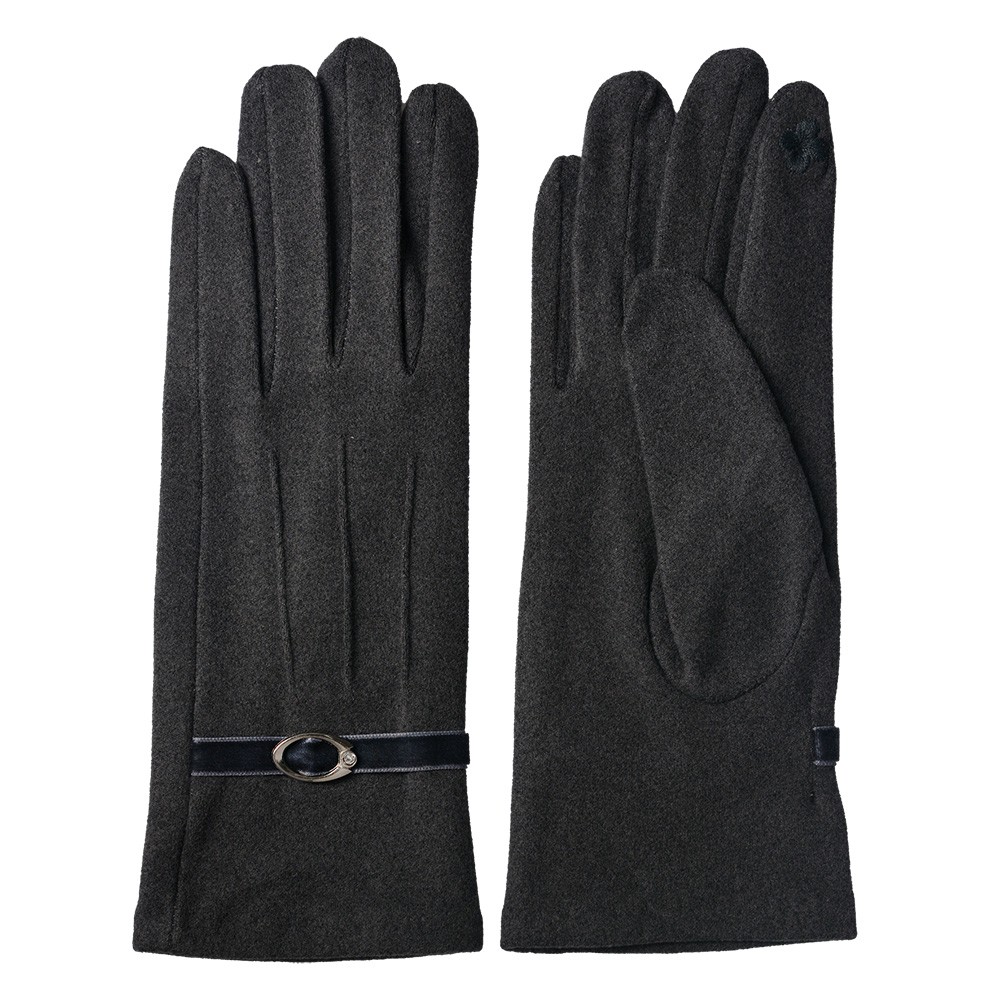 Šedé dámské zimní rukavice - 8*22 cm Clayre & Eef