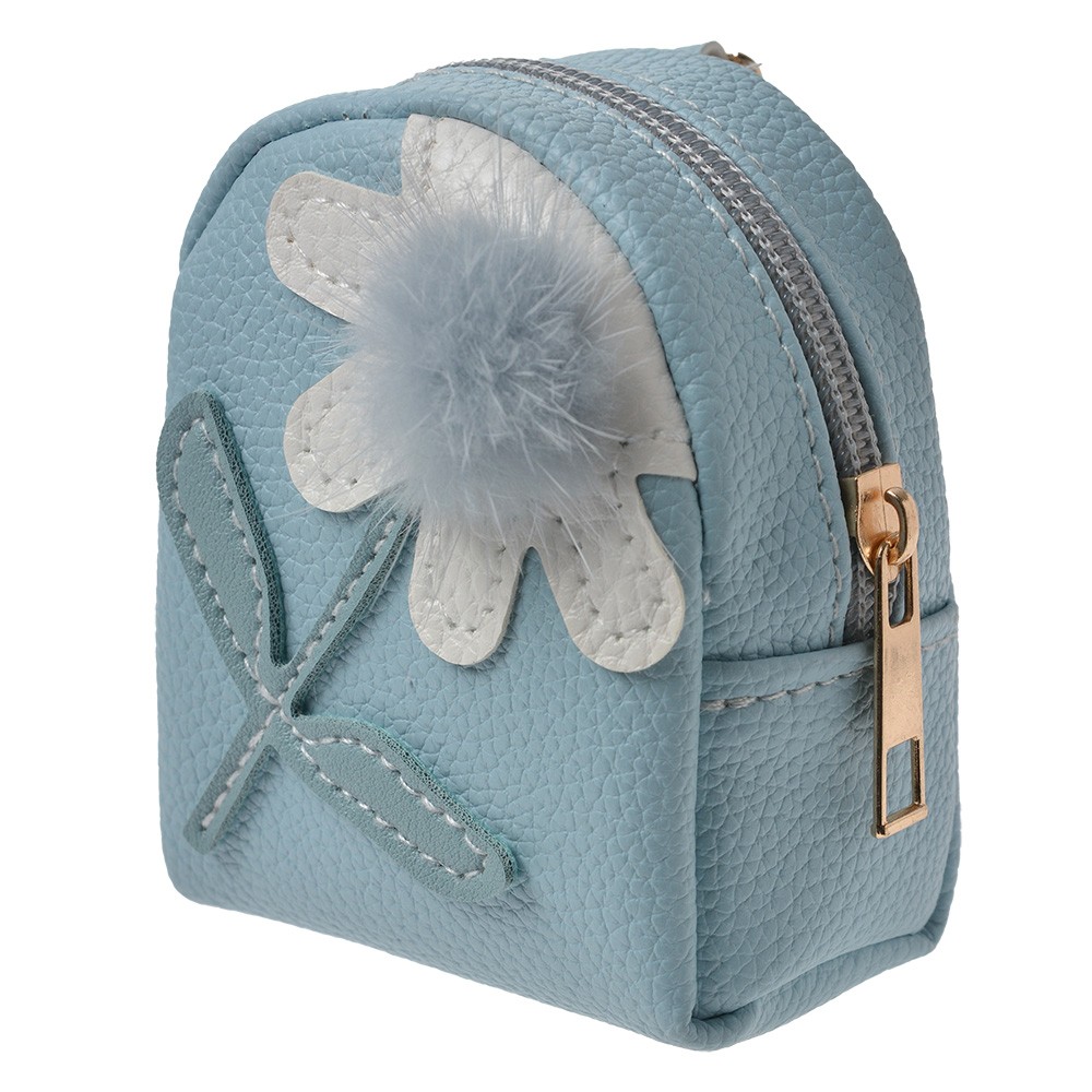 Modrá klíčenka ve tvaru batůžku s květinou Clayre & Eef