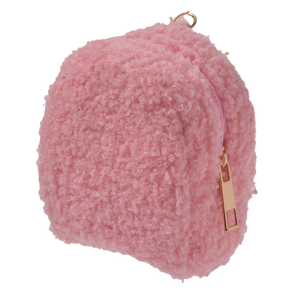 Růžová chlupatá klíčenka ve tvaru batůžku Clayre & Eef