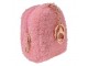 Růžová chlupatá klíčenka ve tvaru batůžku