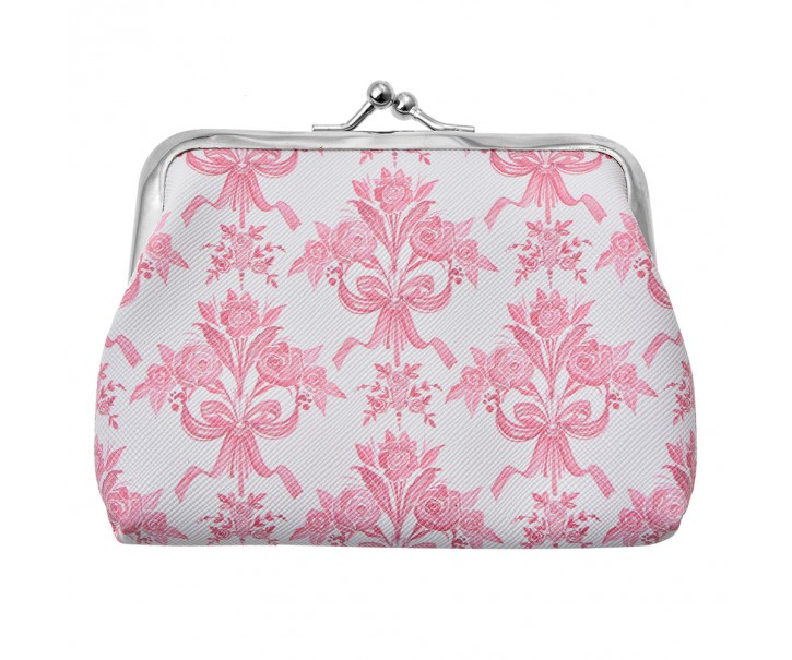 Bílo - růžová peněženka s kyticemi Pouquet - 8*12 cm